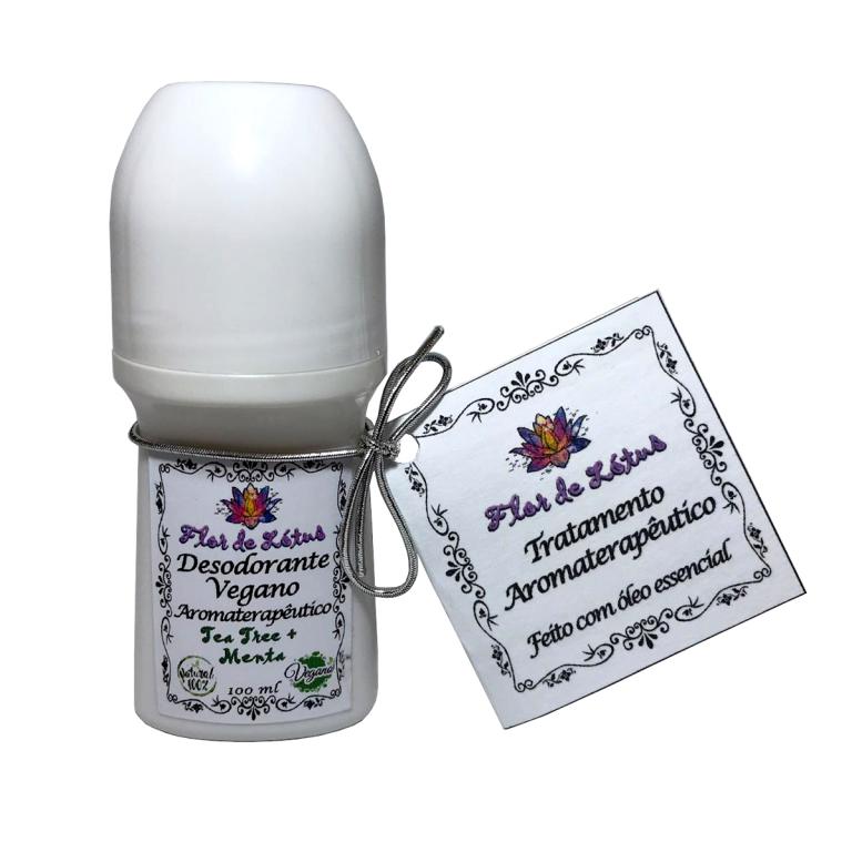 desodorante natural com óleo essencial de menta piperita ou hortelã pimenta e tea tree ou melaleuca