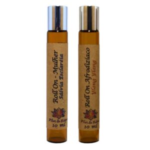 Kit Roll On Mulher - natural vegano artesanal com óleos essenciais de sálvia esclaréia e ylang ylang para aromaterapia