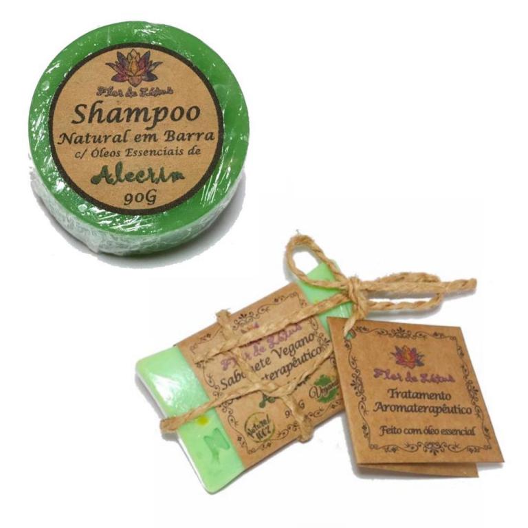 kit shampoo e sabonete em barra com óleo essencial de alecrim